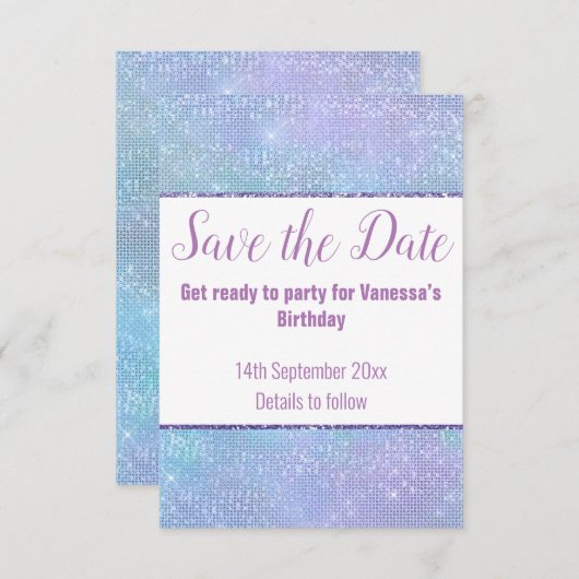 PASTEL RAINBOW GLITZER SAVE THE DATE RSVP-Karte RSVP Karte (Vorne/Hinten)