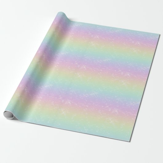 Pastel Rainbow Glitzern Muster Geschenkpapier (Ungerollt)
