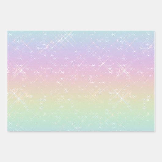 Pastel Rainbow Glitzern Muster Geschenkpapier Set (Vorderseite)
