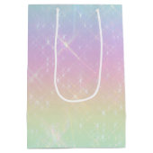 Pastel Rainbow Glitzern Muster Mittlere Geschenktüte (Rückseite)