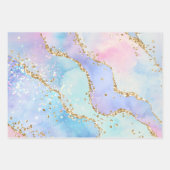 Pastel Rainbow & Gold Glitzer Agate Geschenkpapier Set (Vorderseite 3)