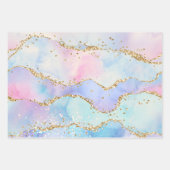 Pastel Rainbow & Gold Glitzer Agate Geschenkpapier Set (Vorderseite)