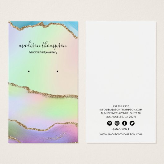 Pastel Rainbow Gold Schmuck Earring Display (Vorne & Hinten)