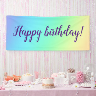 Pastel Rainbow Gradient Birthday Banner