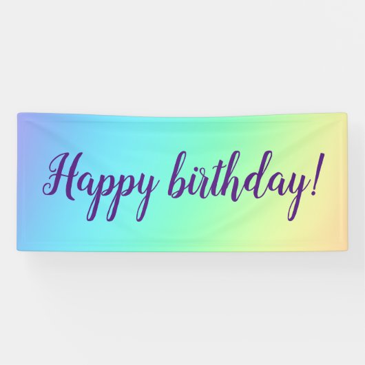 Pastel Rainbow Gradient Birthday Banner (Horizontal)