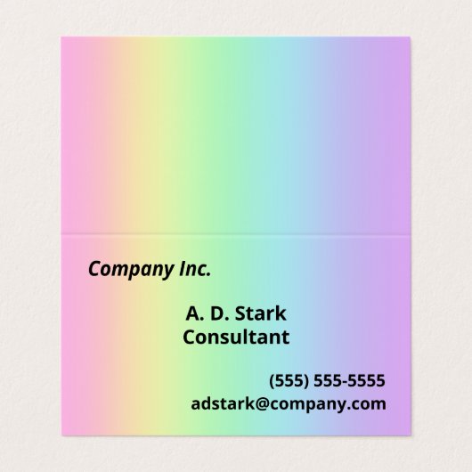 Pastel Rainbow Gradient Falted Business Cards Visitenkarten (Außenseite Aufgefaltet)