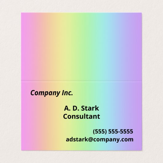 Pastel Rainbow Gradient Falted Business Cards Visitenkarten (Außenseite Aufgefaltet)