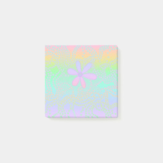 Pastel Rainbow Gradient Floral Post-it Klebezettel (Vorderseite)