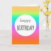 Pastel Rainbow Gradient Happy Birthday Karte (Gelbe Blume)