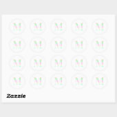 Pastel Rainbow Gradient "M" Serif Monogramm Runder Aufkleber (Blatt)