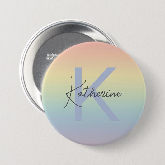 Pastel Rainbow Gradient Monogram Button (Vorne & Hinten)