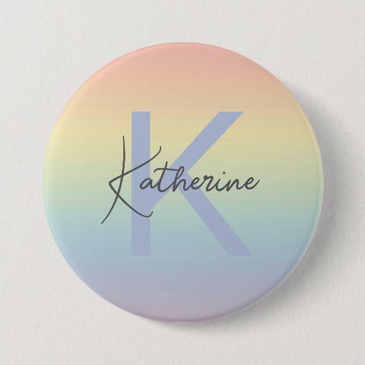 Pastel Rainbow Gradient Monogram Button (Vorderseite)