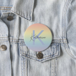 Pastel Rainbow Gradient Monogram Button