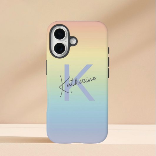 Pastel Rainbow Gradient Monogram Case-Mate iPhone Hülle