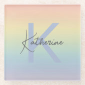 Pastel Rainbow Gradient Monogram Glasuntersetzer (Vorderseite)