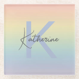 Pastel Rainbow Gradient Monogram Glasuntersetzer