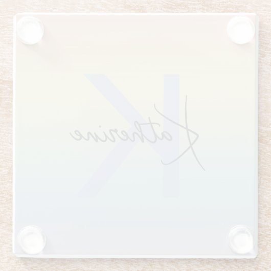 Pastel Rainbow Gradient Monogram Glasuntersetzer (Rückseite)