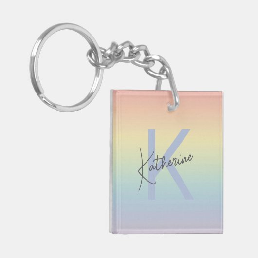 Pastel Rainbow Gradient Monogram Schlüsselanhänger (Vorderseite links)