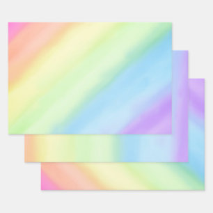 Pastel Rainbow Gradient Ombré Geschenkpapier Set