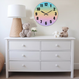Pastel Rainbow Gradient Ombre Große Wanduhr
