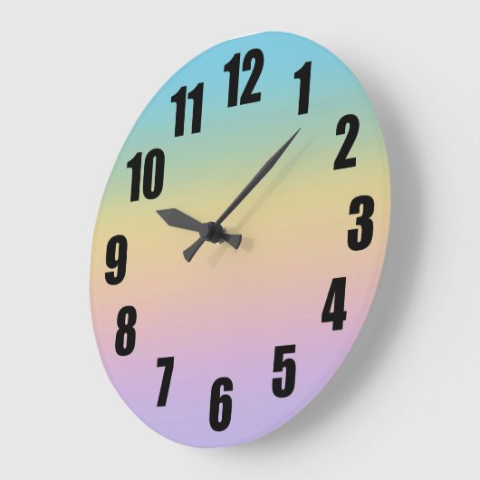 Pastel Rainbow Gradient Ombre Große Wanduhr (Winkel)