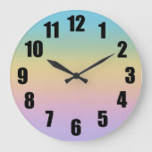 Pastel Rainbow Gradient Ombre Große Wanduhr (Vorderseite)