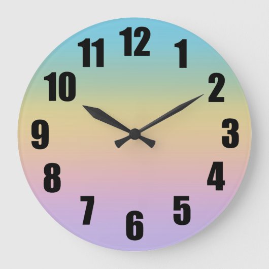 Pastel Rainbow Gradient Ombre Große Wanduhr (Vorderseite)