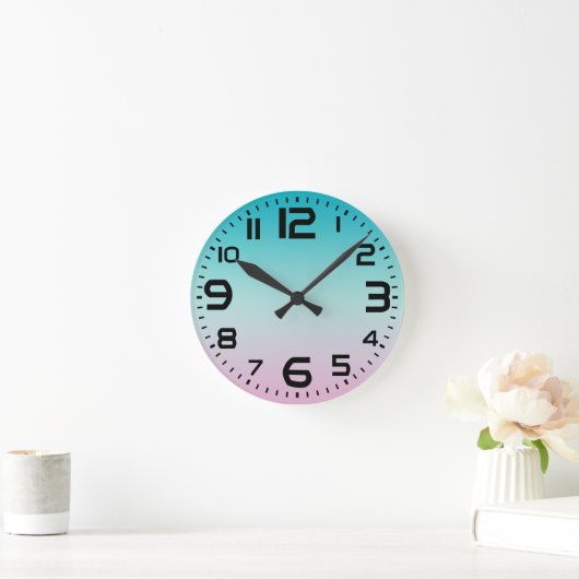 Pastel Rainbow Gradient Ombre Runde Wanduhr (Zuhause)