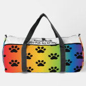 Pastel Rainbow Gradient Paw Print Monogram Duffle Bag (Rückseite)