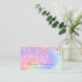 Pastel Rainbow Gradient & Pink Driving Glitzer Visitenkarte (Stehend Vorderseite)