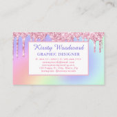 Pastel Rainbow Gradient & Pink Driving Glitzer Visitenkarte (Rückseite)