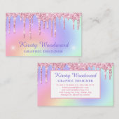 Pastel Rainbow Gradient & Pink Driving Glitzer Visitenkarte (Vorne/Hinten)