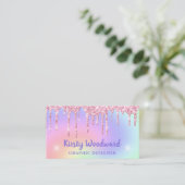 Pastel Rainbow Gradient & Pink Driving Glitzer Visitenkarte (Stehend Vorderseite)