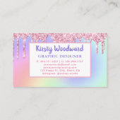Pastel Rainbow Gradient & Pink Driving Glitzer Visitenkarte (Rückseite)