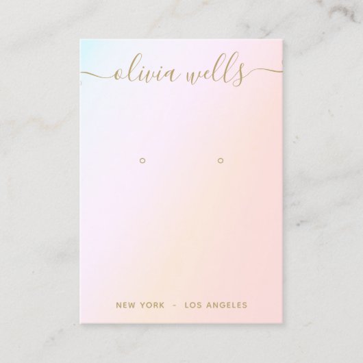 Pastel Rainbow Gradient Script Earring Display Bu Visitenkarte (Vorderseite)