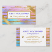 Pastel Rainbow Gradient und Gold Pinselstriche Visitenkarte (Vorne/Hinten)