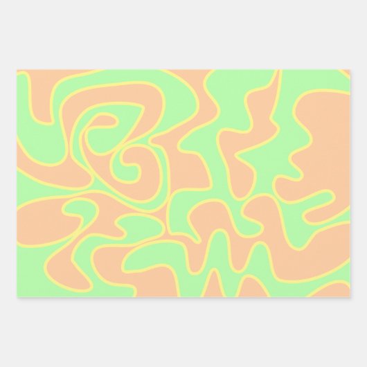 Pastel Rainbow Groovy Retro Fluid Art einzigartig Geschenkpapier Set (Vorderseite 3)