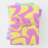 Pastel Rainbow Groovy Retro Fluid Art einzigartig Geschenkpapier Set (Beispiel)