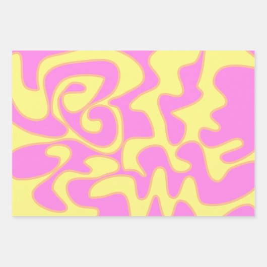 Pastel Rainbow Groovy Retro Fluid Art einzigartig Geschenkpapier Set (Vorderseite)