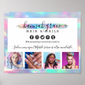 Pastel Rainbow Hair Nails Business Marketing Foto Poster (Vorne)