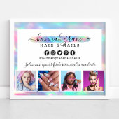 Pastel Rainbow Hair Nails Business Marketing Foto Poster