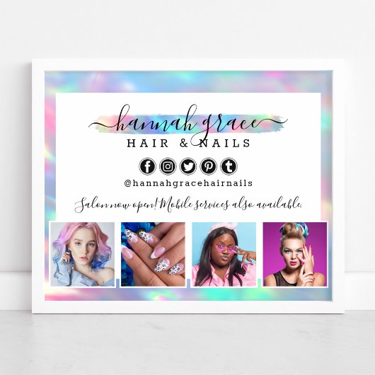 Pastel Rainbow Hair Nails Business Marketing Foto Poster