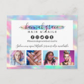 Pastel Rainbow Hair Nails Business Marketing Foto Postkarte (Rückseite)
