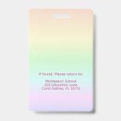 Pastel Rainbow Hall Pass Abzeichen für Lehrer Ausweis (Rückseite)
