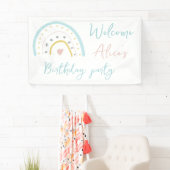 Pastel rainbow hart Baby Birthday Party Banner (Insitu)