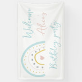 Pastel rainbow hart Baby Birthday Party Banner (Vertikal)