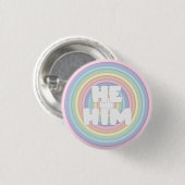 Pastel Rainbow He/Him Pronouns Button (Vorne & Hinten)