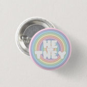 Pastel Rainbow He/they Pronouns  Button (Vorne & Hinten)