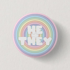 Pastel Rainbow He/they Pronouns  Button