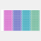 Pastel Rainbow Heart Kids Name Wasserdichte Labels Etiketten (Blatt)